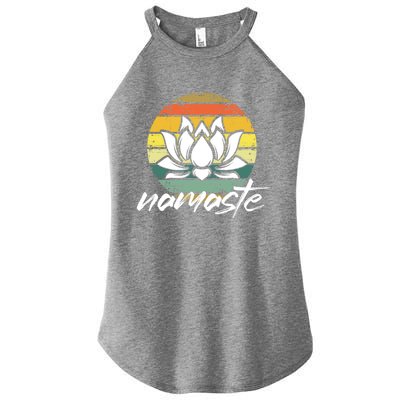 Retro Lotus Flower Spiritual Yoga Meditation Namaste Great Gift Women's Perfect Tri Rocker Tank