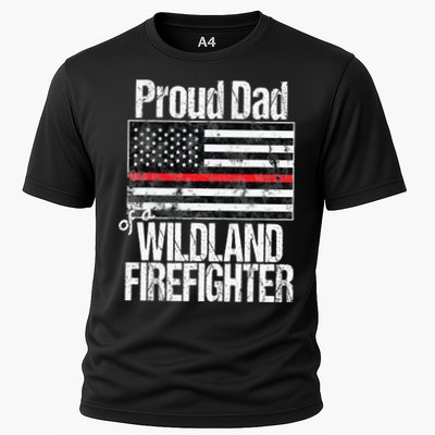 Red Line Flag Proud Dad of a Wildland Firefighter Performance Shirt