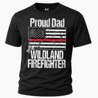 Red Line Flag Proud Dad of a Wildland Firefighter Performance Shirt