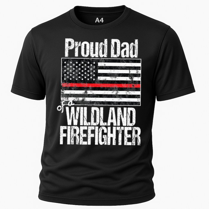 Red Line Flag Proud Dad of a Wildland Firefighter Performance Shirt