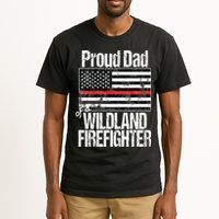 Red Line Flag Proud Dad of a Wildland Firefighter Tall T-Shirt