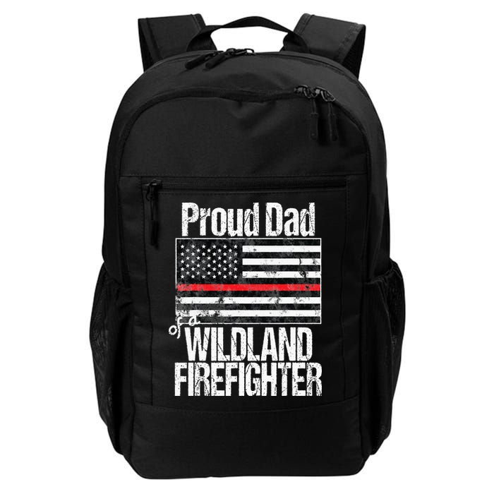 Red Line Flag Proud Dad of a Wildland Firefighter Backpack