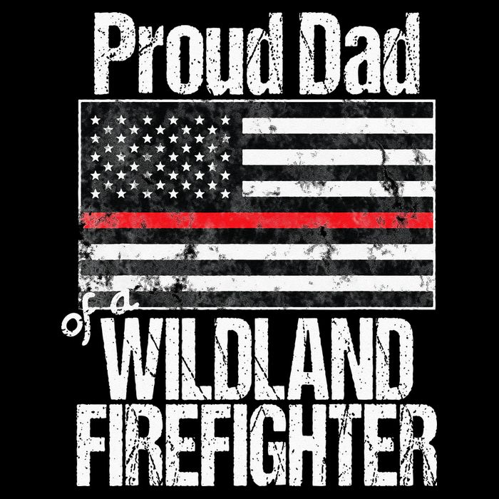 Red Line Flag Proud Dad of a Wildland Firefighter 7-Panel Snapback Hat
