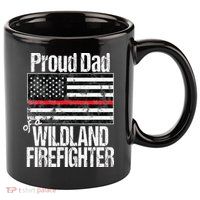 Red Line Flag Proud Dad of a Wildland Firefighter 11oz C Handle Ceramic Mug