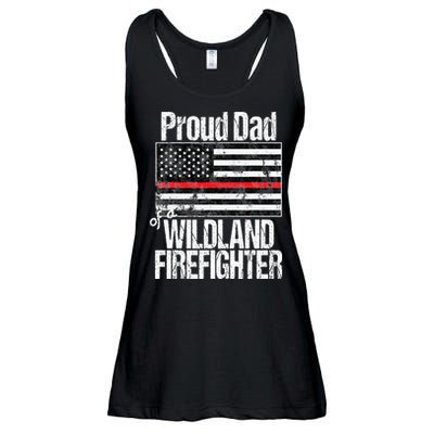 Red Line Flag Proud Dad of a Wildland Firefighter Ladies Essential Flowy Tank