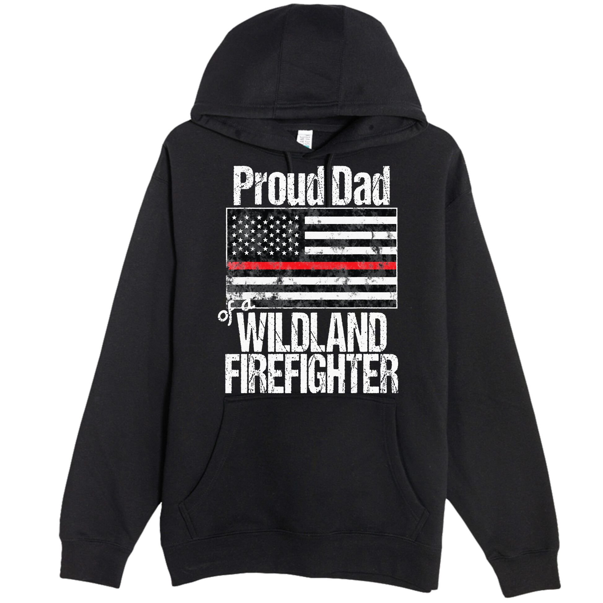 Red Line Flag Proud Dad of a Wildland Firefighter Premium Pullover Hoodie