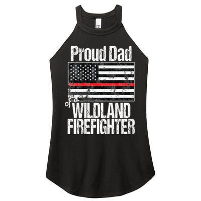Red Line Flag Proud Dad of a Wildland Firefighter Women's Perfect Tri Rocker Tank