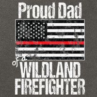 Red Line Flag Proud Dad of a Wildland Firefighter Cotton Canvas Backpack