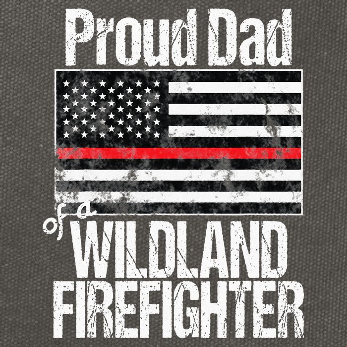Red Line Flag Proud Dad of a Wildland Firefighter Cotton Canvas Backpack