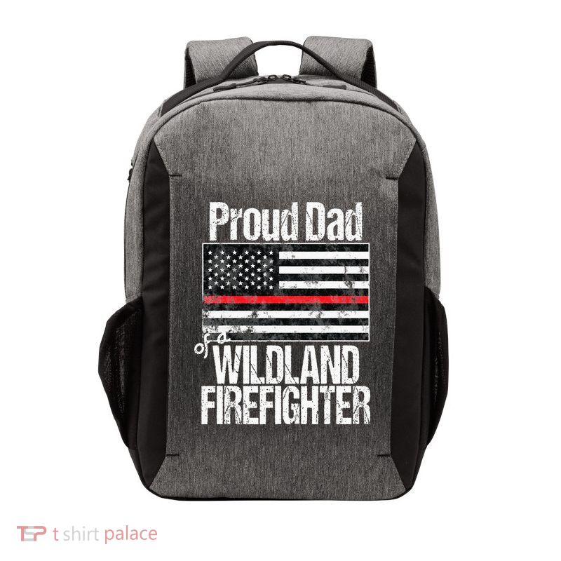 Red Line Flag Proud Dad of a Wildland Firefighter Vector Backpack