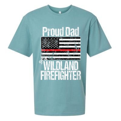 Red Line Flag Proud Dad of a Wildland Firefighter Sueded Cloud Jersey T-Shirt