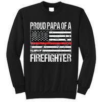 Red Line Flag Proud Papa of a Firefighter Fireman Sweatshirt