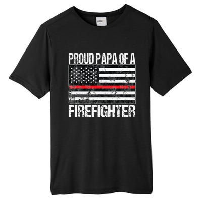 Red Line Flag Proud Papa of a Firefighter Fireman Tall Fusion ChromaSoft Performance T-Shirt