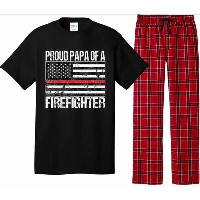 Red Line Flag Proud Papa of a Firefighter Fireman Pajama Set