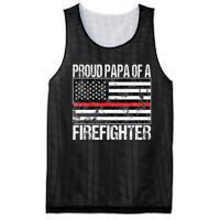 Red Line Flag Proud Papa of a Firefighter Fireman Mesh Reversible Basketball Jersey Tank