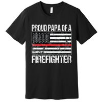 Red Line Flag Proud Papa of a Firefighter Fireman Premium T-Shirt