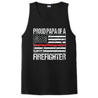 Red Line Flag Proud Papa of a Firefighter Fireman PosiCharge Competitor Tank