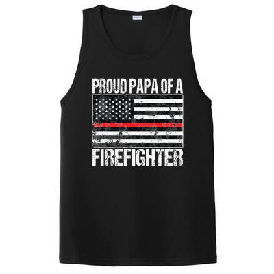 Red Line Flag Proud Papa of a Firefighter Fireman PosiCharge Competitor Tank