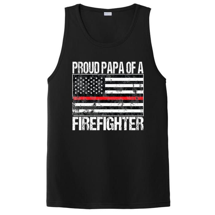 Red Line Flag Proud Papa of a Firefighter Fireman PosiCharge Competitor Tank