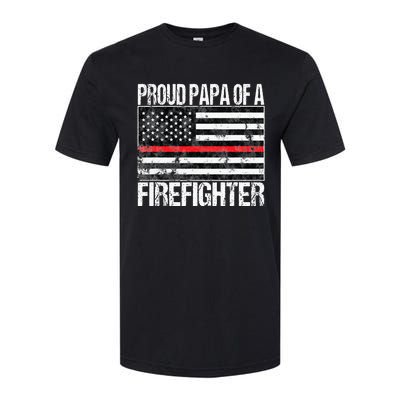 Red Line Flag Proud Papa of a Firefighter Fireman Softstyle CVC T-Shirt