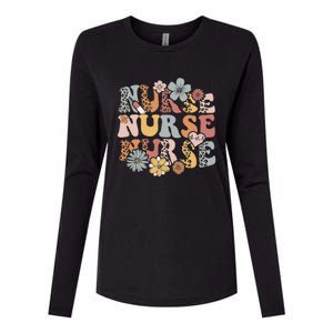 Retro Leopard Groovy Funny Nurse Gift Womens Cotton Relaxed Long Sleeve T-Shirt