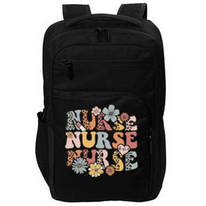 Retro Leopard Groovy Funny Nurse Gift Impact Tech Backpack