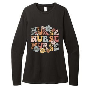 Retro Leopard Groovy Funny Nurse Gift Womens CVC Long Sleeve Shirt