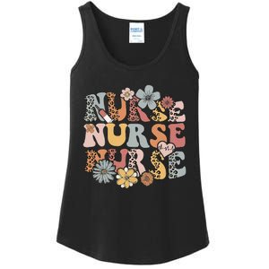 Retro Leopard Groovy Funny Nurse Gift Ladies Essential Tank