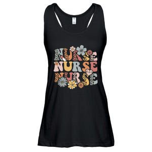 Retro Leopard Groovy Funny Nurse Gift Ladies Essential Flowy Tank