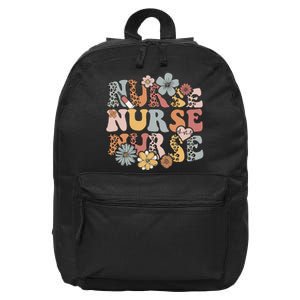 Retro Leopard Groovy Funny Nurse Gift 16 in Basic Backpack