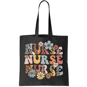 Retro Leopard Groovy Funny Nurse Gift Tote Bag