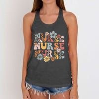 Retro Leopard Groovy Funny Nurse Gift Women's Knotted Racerback Tank