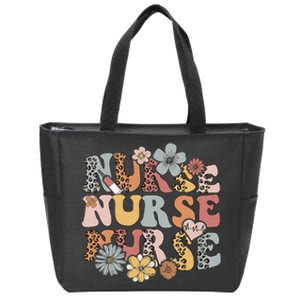 Retro Leopard Groovy Funny Nurse Gift Zip Tote Bag