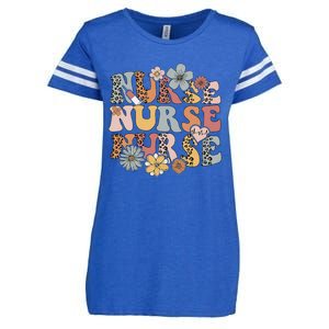 Retro Leopard Groovy Funny Nurse Gift Enza Ladies Jersey Football T-Shirt