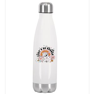 Retro Lets Go Ghouls Rainbow Disco Ball Halloween Gift Stainless Steel Insulated Water Bottle