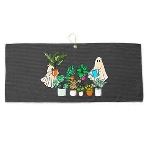 Retro Lady Gardener Ghost Gardening Plants Lover Halloween Large Microfiber Waffle Golf Towel