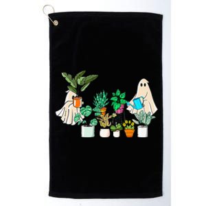 Retro Lady Gardener Ghost Gardening Plants Lover Halloween Platinum Collection Golf Towel