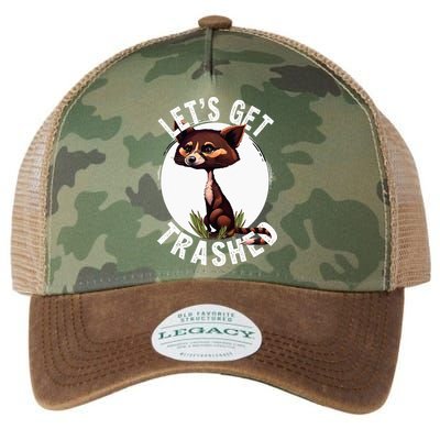 Raccoon Let's Get Trashed Vintage Retro Racoon Funny Legacy Tie Dye Trucker Hat