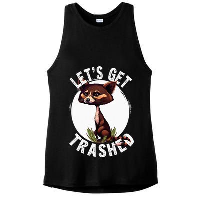 Raccoon Let's Get Trashed Vintage Retro Racoon Funny Ladies PosiCharge Tri-Blend Wicking Tank