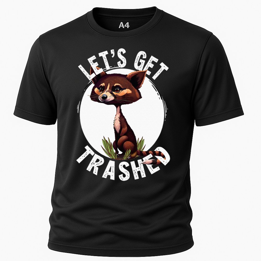 Raccoon Let's Get Trashed Vintage Retro Racoon Funny Performance Shirt