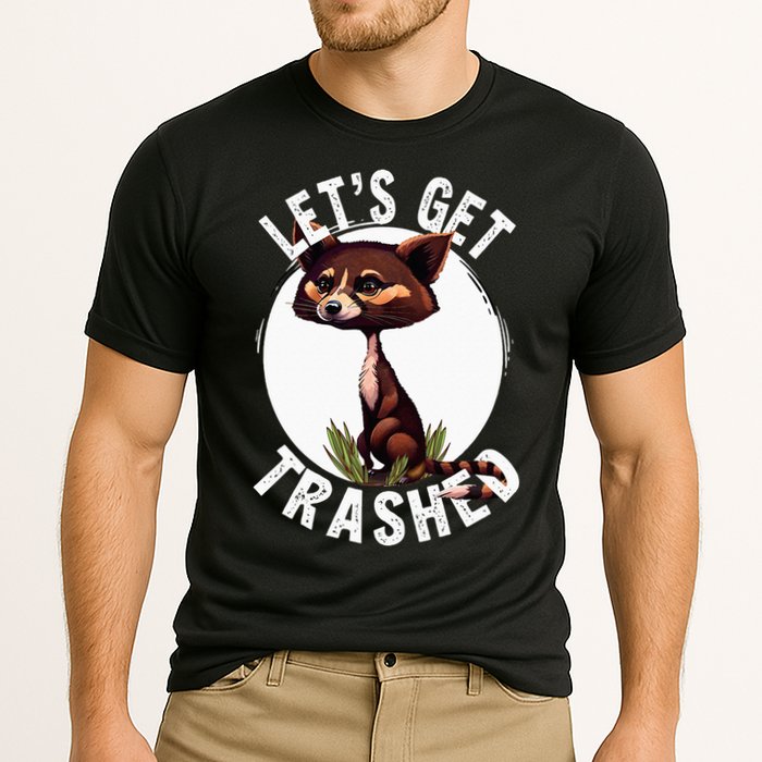 Raccoon Let's Get Trashed Vintage Retro Racoon Funny Performance Shirt