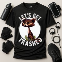 Raccoon Let's Get Trashed Vintage Retro Racoon Funny Performance Shirt