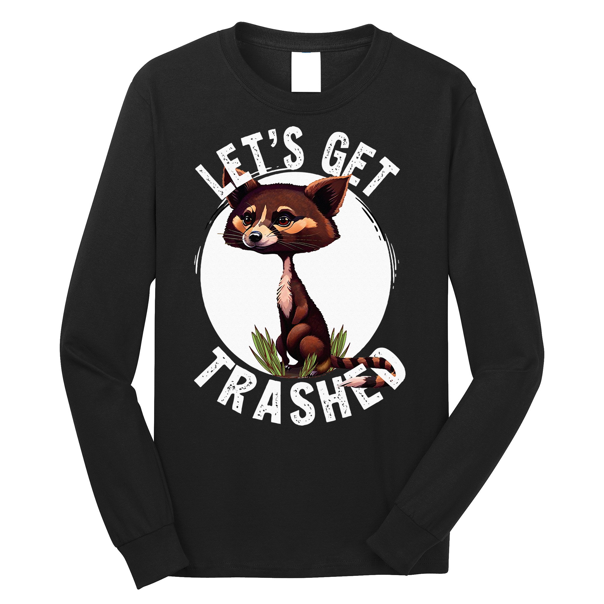 Raccoon Let's Get Trashed Vintage Retro Racoon Funny Long Sleeve Shirt