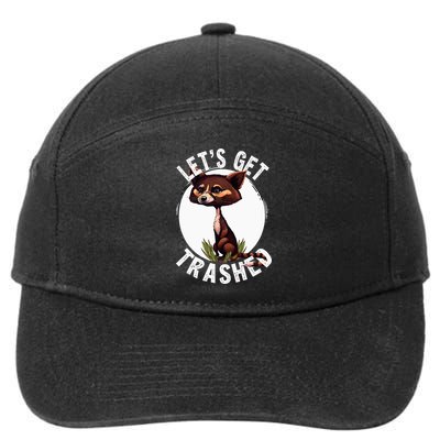 Raccoon Let's Get Trashed Vintage Retro Racoon Funny 7-Panel Snapback Hat