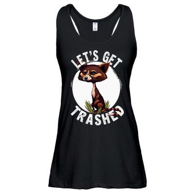 Raccoon Let's Get Trashed Vintage Retro Racoon Funny Ladies Essential Flowy Tank