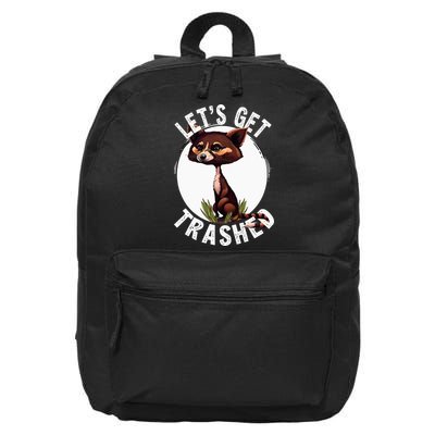 Raccoon Let's Get Trashed Vintage Retro Racoon Funny 16 in Basic Backpack