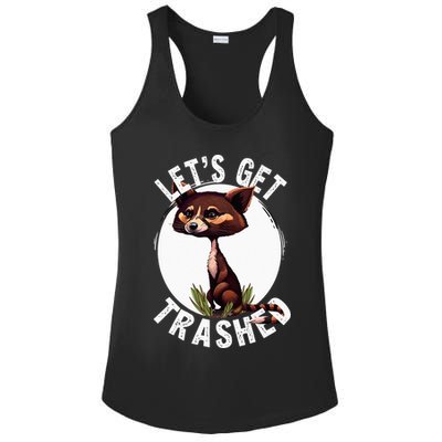 Raccoon Let's Get Trashed Vintage Retro Racoon Funny Ladies PosiCharge Competitor Racerback Tank
