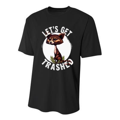 Raccoon Let's Get Trashed Vintage Retro Racoon Funny Youth Performance Sprint T-Shirt