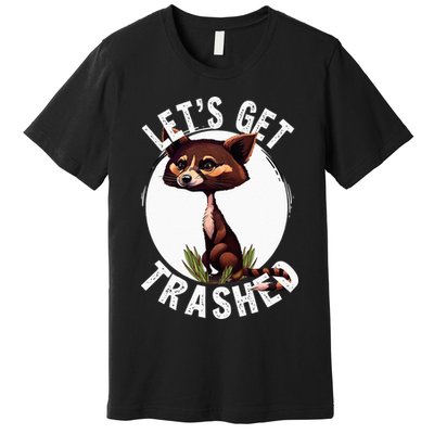 Raccoon Let's Get Trashed Vintage Retro Racoon Funny Premium T-Shirt