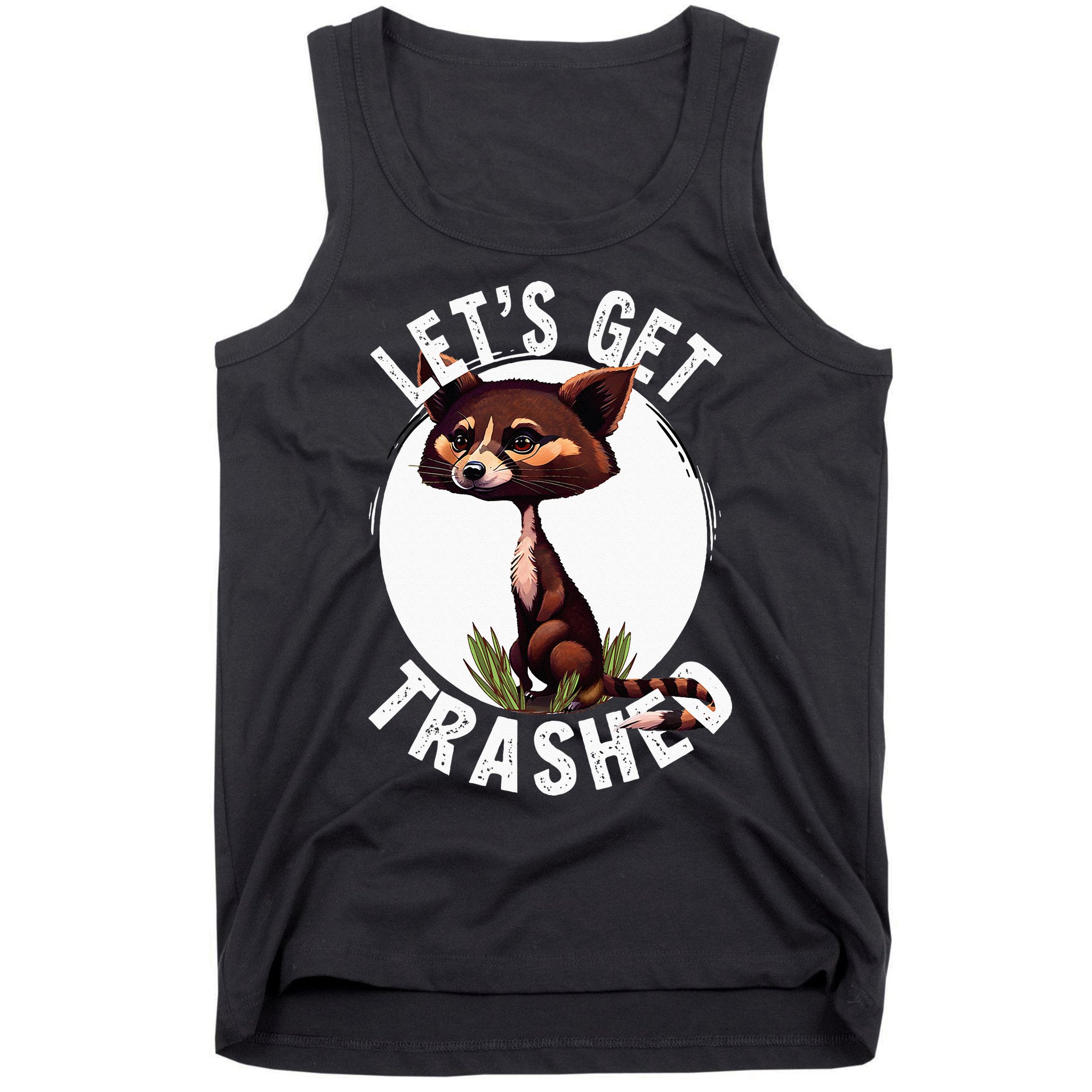 Raccoon Let's Get Trashed Vintage Retro Racoon Funny Tank Top